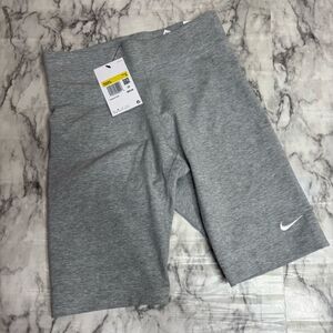Nike Tight fit mid rise short length biker shorts small grey white NWT New